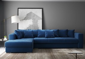 Colțar extensibil dumonde cu ladă de depozitare si sezut confortabil din spuma high-density, Gloria Zoom Blue II 320x183 cm