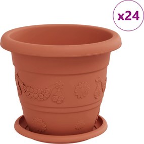vidaXL Ghivece pentru plante 24 pcs Roșu cărămidă Ø 26 x 21.5 cm