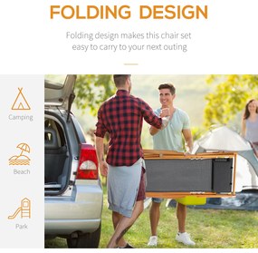 Outsunny Set de 2 Sezlonguri de Gradina Pliabile cu Spatar Reglabil pe 3 Niveluri, Sezlong pentru Plaja din Lemn si Tesatura Plasa, Gri