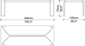 Masă lemn masiv de dining Nova Personalizabilă - 300 cm