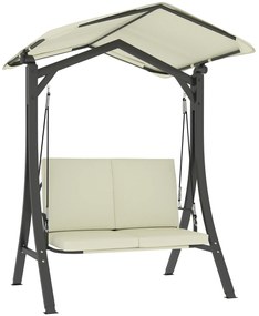 Outsunny Leagăn de Grădină 2 Locuri cu Acoperiș Reglabil 150x120x182cm Crem | Aosom Romania