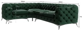 Colțar verde închis cu tapițerie din catifea (cu colț pe partea stângă/în formă de ”L”) Chelsea – Ropez
