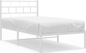 vidaXL Cadru de pat metalic cu tăblie, alb, 80x200 cm