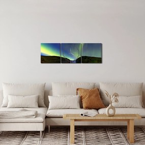 Tablou - Aurora Boreală în Islanda (cu ceas) (90x30 cm)