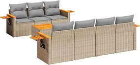 vidaXL Set canapele de grădină, 8 piese, cu perne, bej, poliratan