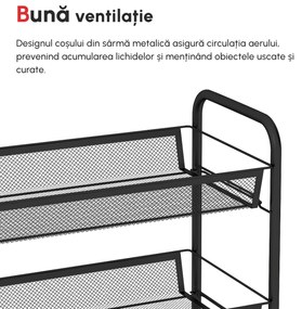 HOMCOM Cărucior de Bucătărie cu 5 Niveluri și Coșuri din Plasă, Soluție de Depozitare pentru Sufragerie, Design Modern | Aosom Romania