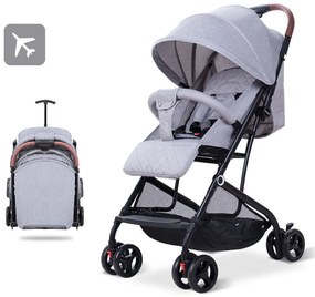 Carucior sport ușor și compact, pliere facilă, ideal pentru călătorii, centură de siguranță în 5 puncte, Gri - CPC-33-gri