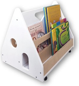 Biblioteca Montessori cu roti, in forma de casuta BOOKY Pearl White
