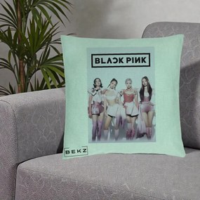Perna Personalizata K-pop BLACKPINK Poster Roz Tinute Coordonate, 40x40 cm, Verde Menta, Husa Detasabila, Perna Inclusa, BEKZ®