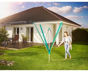 Uscător de rufe argintiu pentru grădină 60 m Linomatic 600 Deluxe Cover – LEIFHEIT