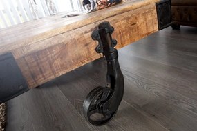 Masuta industrial style din lemn cu roti din metal Railway A-36788 VC