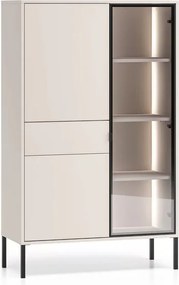 Vitrină înaltă cu sertar și iluminare Harmona 92 cm - cașmir
