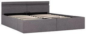 285629 vidaXL Cadru pat hidraulic ladă și LED, gri taupe, 180x200 cm, textil
