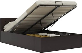 vidaXL Cadru pat hidraulic cu ladă gri 120x200 cm, piele ecologică