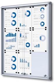 Vitrina de informatii interioare cu usi glisante 9 x A4 - spate tabla, aluminiu