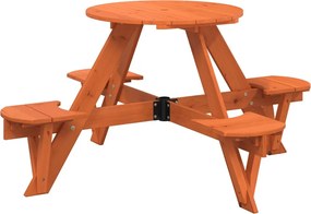 vidaXL Masă picnic 4 copii, orificiu umbrelă, lemn masiv brad, rotundă