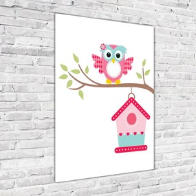 Imagine de sticlă Owl pe o ramură