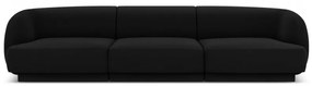 Canapea modulara Miley cu  3 locuri si tapiterie din catifea, negru