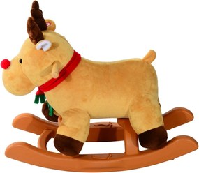 HomCom Renna a Dondolo in Peluches per Bambini, 61x29x45cm