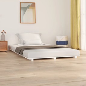 824599 vidaXL Cadru de pat, alb, 120x190 cm, lemn masiv pin