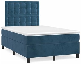 3270023 vidaXL Pat box spring cu saltea, albastru închis, 120x190 cm, catifea