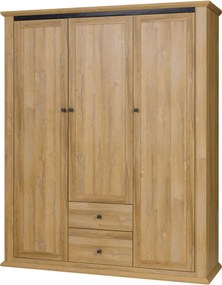 Dulap LEON MZ3, stejar auriu, DTD laminat, cu 3 usi si 2 sertare, 165x
