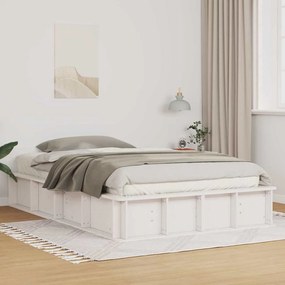 vidaXL Cadru de pat cu depozitare Alb 135 x 190 cm lemn