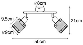 Plafoniera de design neagra cu auriu cu 2 lumini - Noud