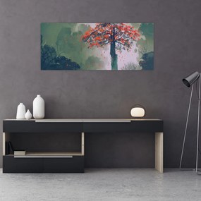 Tablou - Copacul roșu singuratic (120x50 cm)