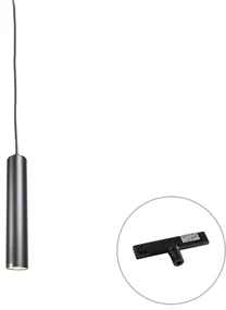 Lampă suspendată de design neagră cu adaptor de șină inclus monofazat - Slimline Tuba Small