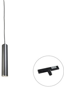 Lampă suspendată de design neagră, inclusiv adaptor pentru șină monofazată - Slimline Tuba Small