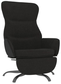 3097470 vidaXL Scaun de relaxare cu taburet, negru, material textil