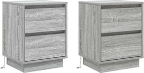 vidaXL Dulap de noapte 2 pcs Gri 39 x 34,5 x 50 cm Lemn compozit