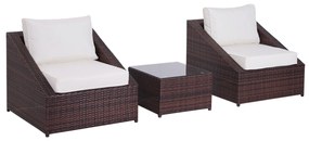 Outsunny Set Mobilier de Gradina din PE Ratan cu Masuta si 2 Fotolii, 50x50x32cm Maro | Aosom Romania