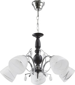 Lustra Memphis 5xE27 60W, Design Modern Alb Crom Wenge 5.4x5.1x5.25cm, Corp Iluminat Metal si Lemn pentru Living, Eleganta si Lumina Puternica