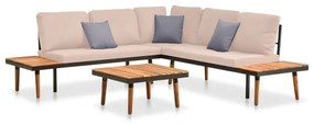 316642 vidaXL Set mobilier de grădină cu perne, 4 piese, lemn masiv de acacia