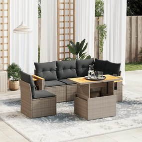 3273524 vidaXL Set mobilier grădină cu perne, 6 piese, gri, poliratan