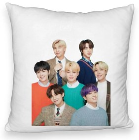 Perna Decorativa Fluffy BTS Army cu Semnaturi, 40x40 cm, Husa Detasabila, Burduf