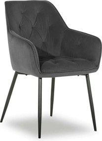 Scaun BEL NEW, gri inchis/negru, stofa catifelata/metal, 58x63x86 cm
