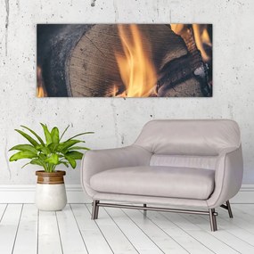 Tablou - Lemn în foc (120x50 cm)