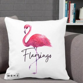 Perna Decorativa Flamingo Acuarela, 40x40 cm, Alba Mata, Husa Detasabila, Perna Inclusa, BEKZ®