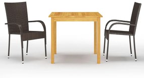 Set mobilier de gradina, 3 piese, maro Maro, 3