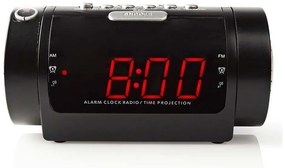 Ceas deșteptător radio cu afișaj LED și proiector 230V Nedis CLAR005BK