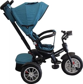 Tricicleta cu copertina Baby Care™ Turbo Bike , Cu melodii si lumini, Roti din cauciuc, Pozitie somn, Scaun reversibil cu rotatie 360 grade , Cadru