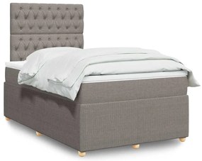vidaXL Pat box spring cu saltea, gri taupe, 120x200 cm, textil