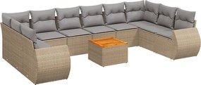 vidaXL Set canapele de grădină cu perne, 11 piese, bej, poliratan