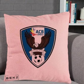 Perna Personalizata ACB Ineu Fotbal, 40x40 cm, Roz, Husa Detasabila, Perna Inclusa, BEKZ®