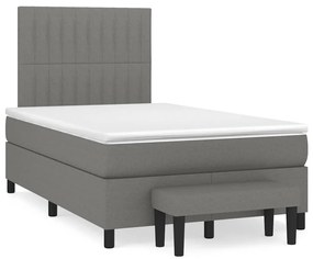 vidaXL Pat box spring cu saltea, gri închis, 120x190 cm, textil