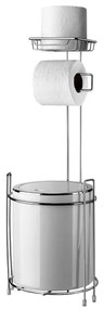 Suport pentru toaletă cu coș Metalife AK-755B, Pentru coș, hârtie și telefon, Inox/cromo