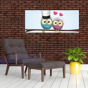 Tablou - Bufnițe îndrăgostite (120x50 cm)